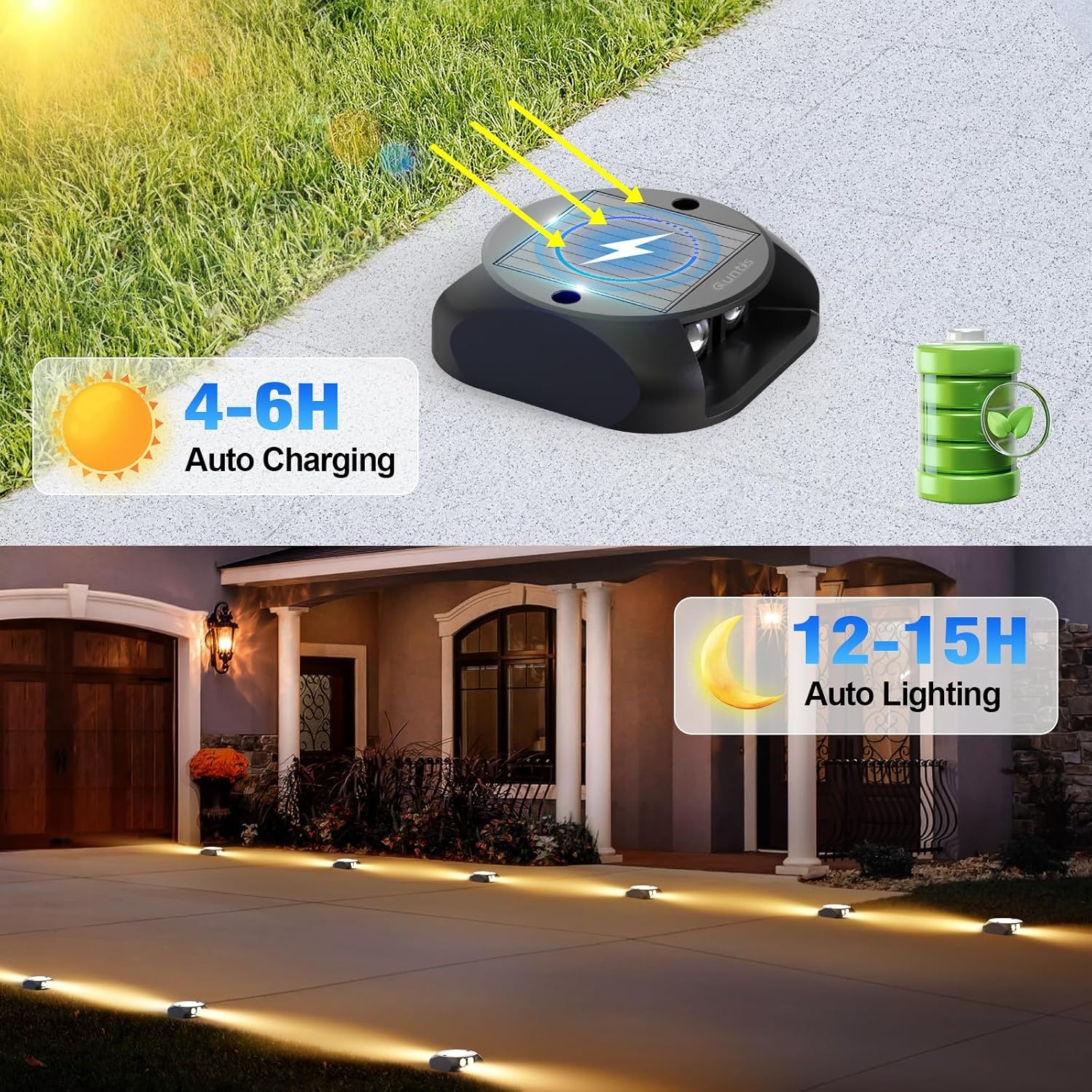 Quntis Two-Way Solar Driveway Lights (4 Pack)