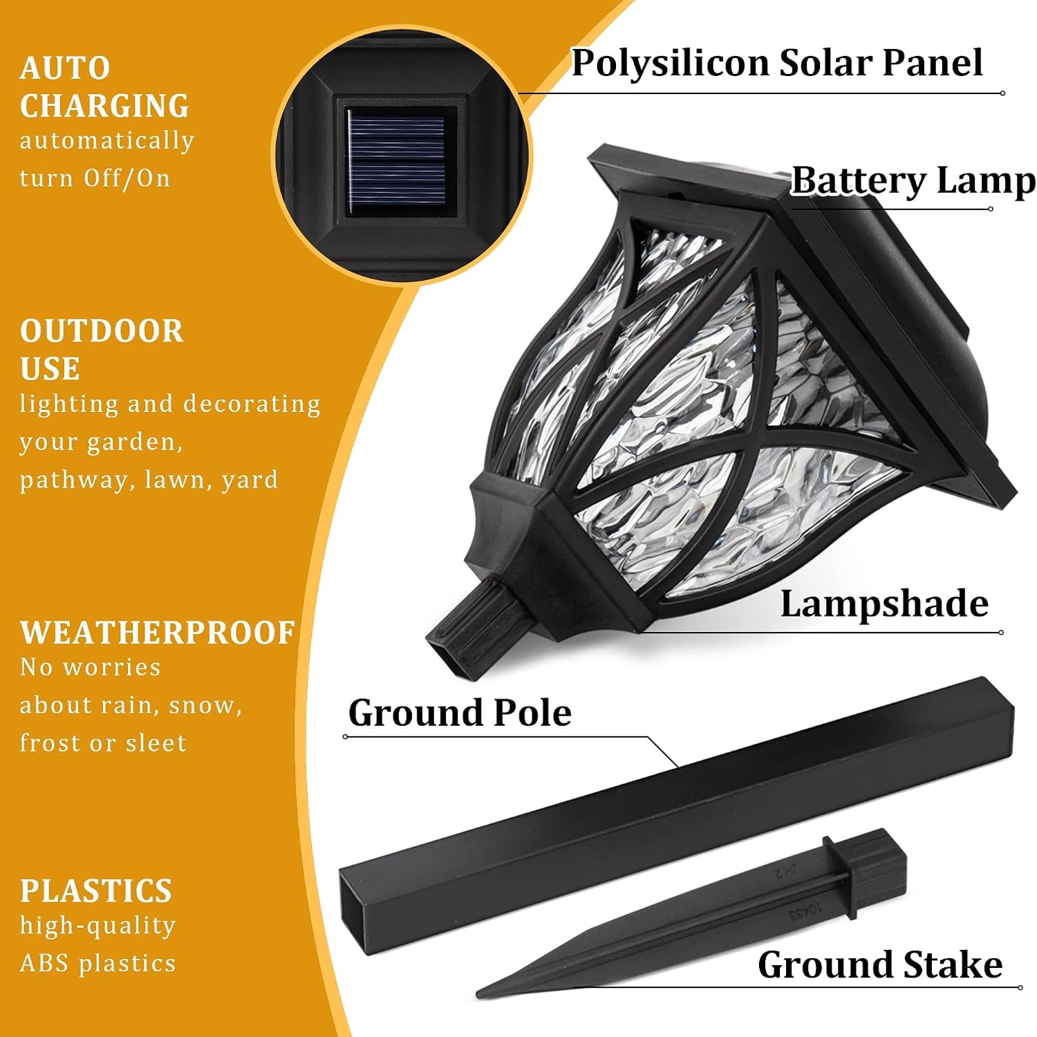 Solar Pathway Lights 6 Pack, Warm White LED Garden Path Lights