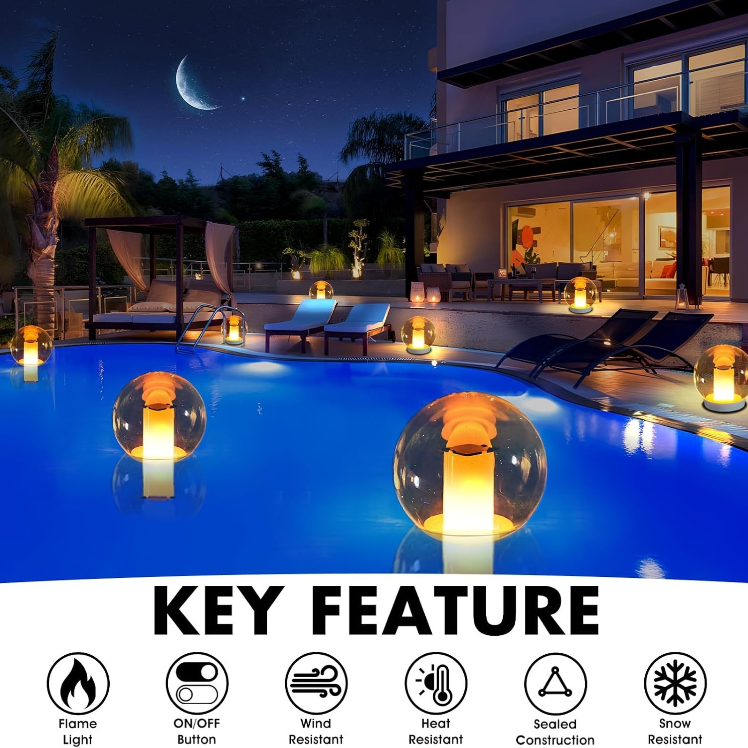 LanPool Solar Floating Pool Lights Set of 2