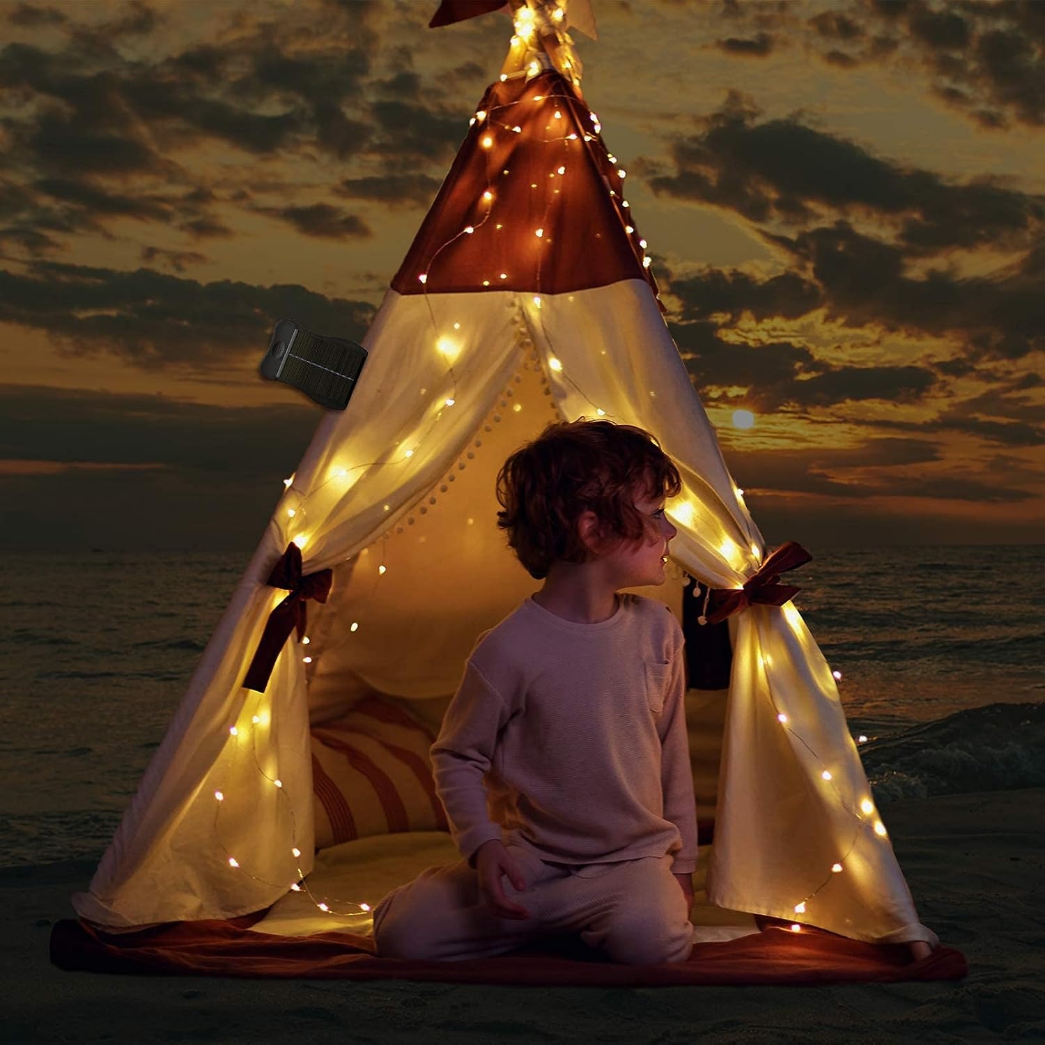 VOOKRY Warm White Solar Umbrella Lights