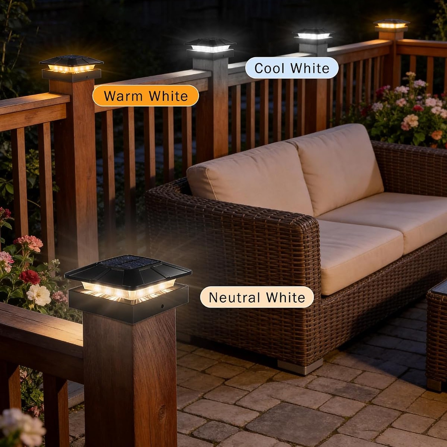 ROMANJOY Solar Post Cap Lights 2 Pack