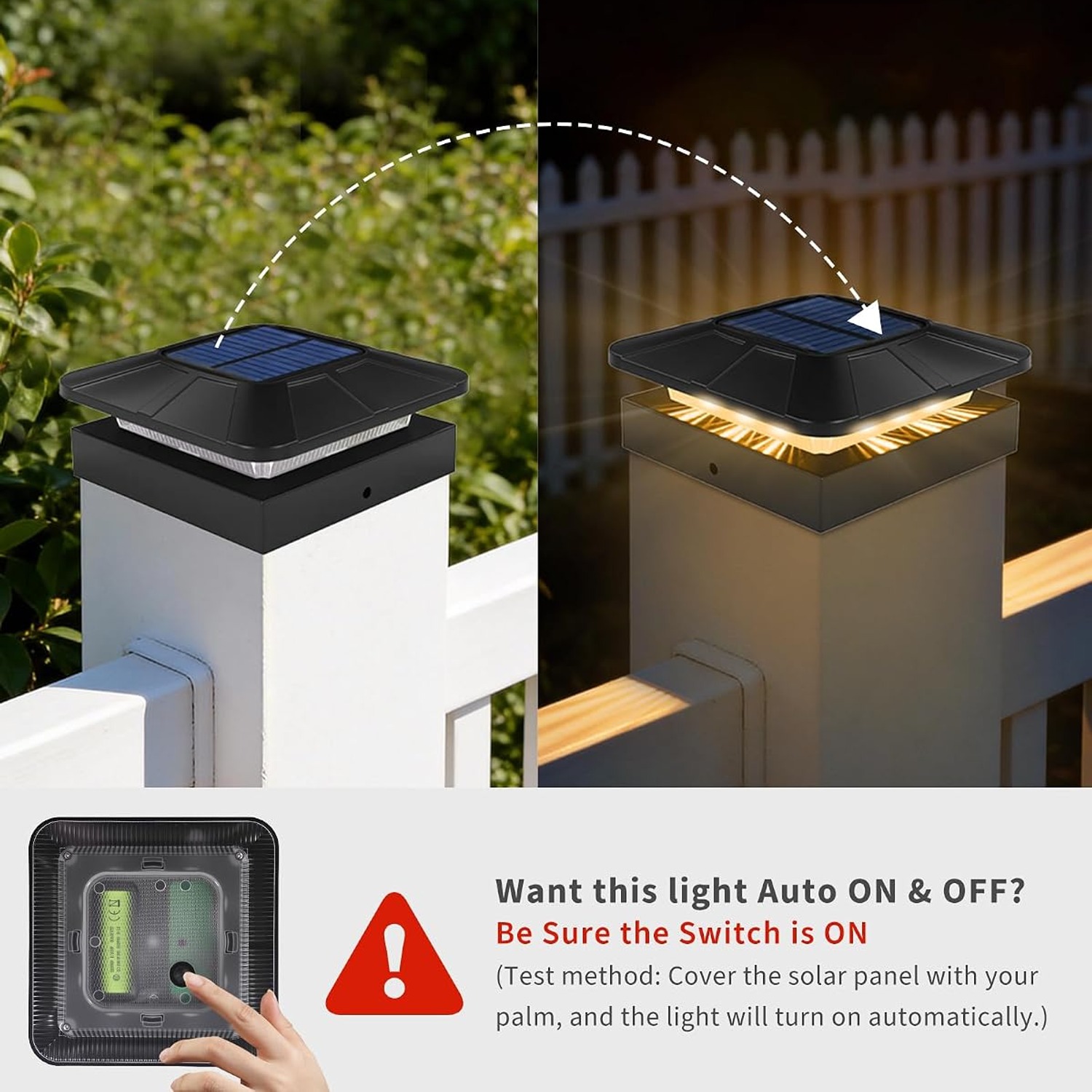 ROMANJOY Solar Post Cap Lights 2 Pack